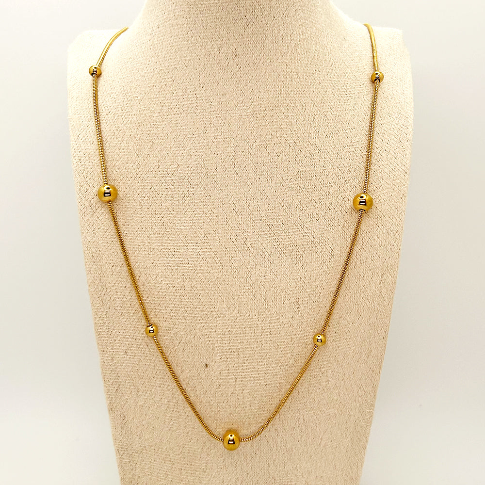 90cm Big And Small Ball Simple Halskette 14K vergoldet