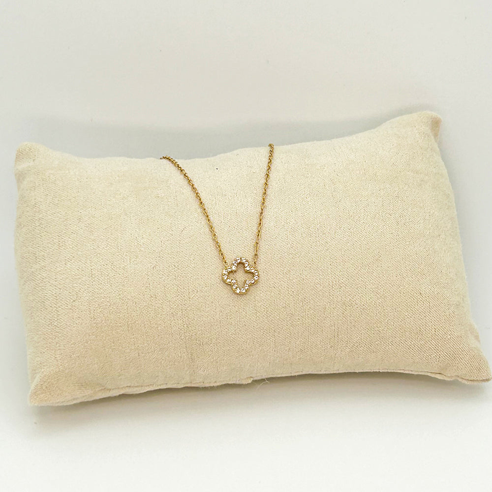 43cm Lucky Leaves Diamond Halskette 14K vergoldet