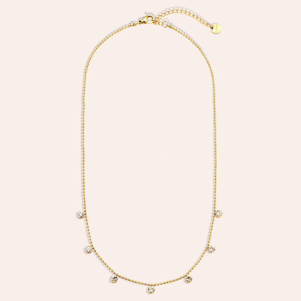 40cm Nice Diamond Dots Halskette 14K vergoldet