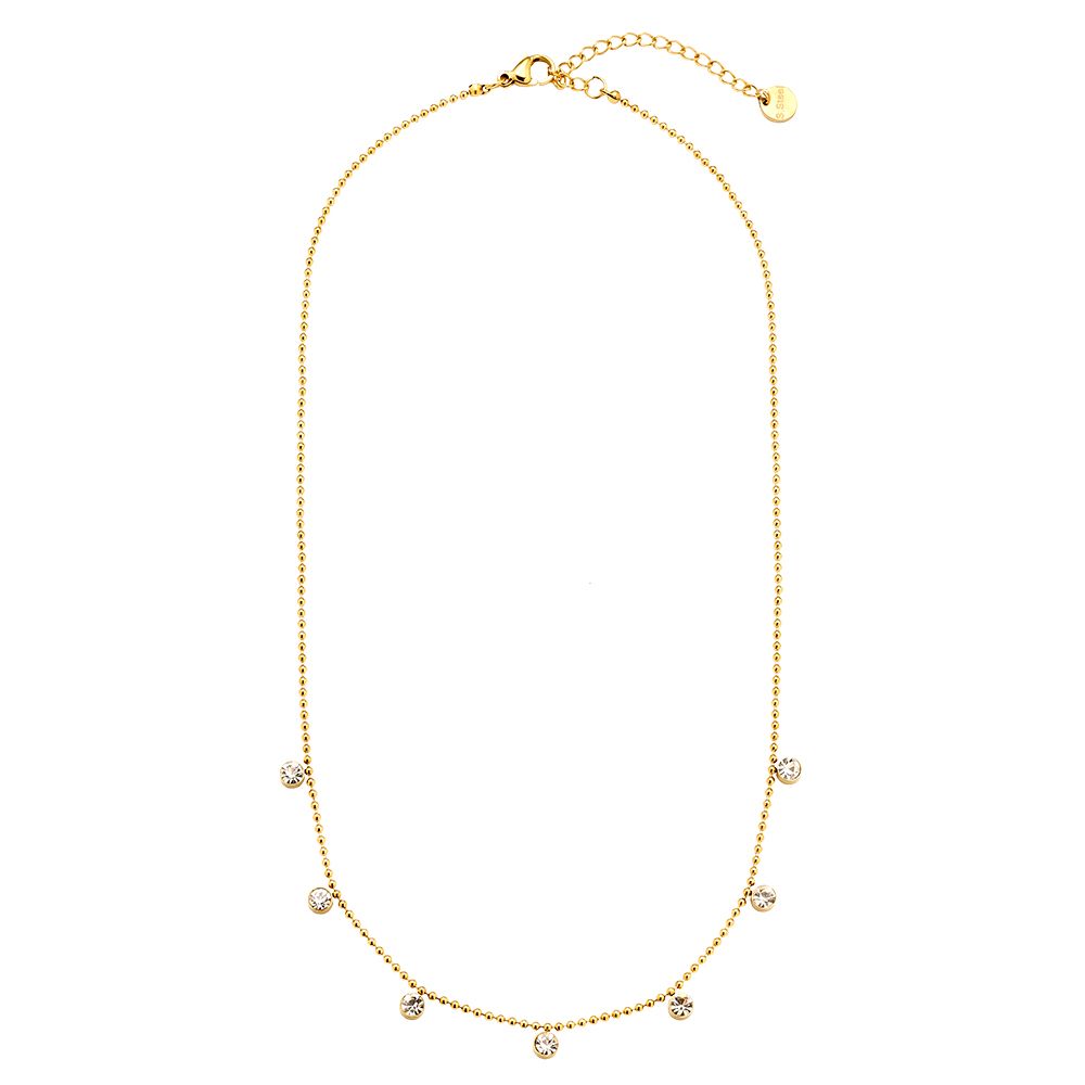 40cm Nice Diamond Dots Halskette 14K vergoldet