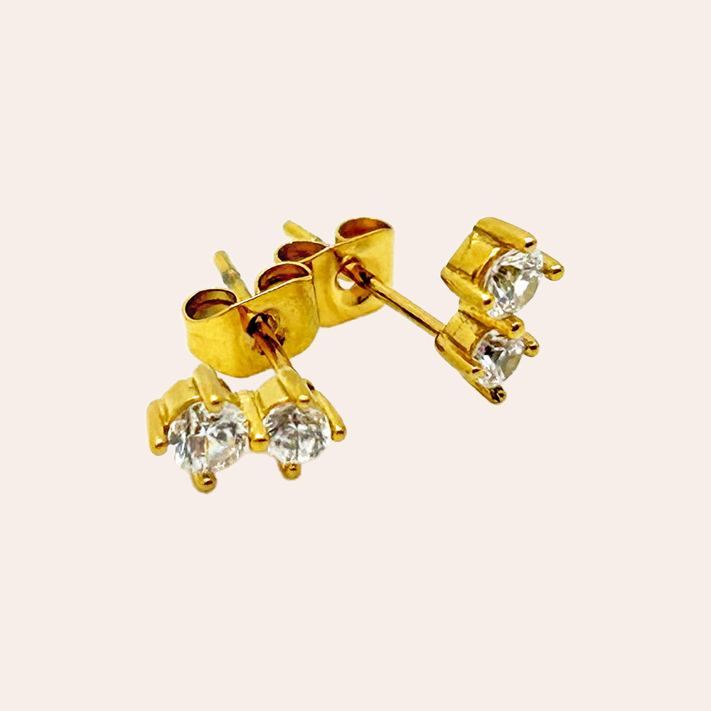 Two Diamonds Cube Ohrringe 14K vergoldet