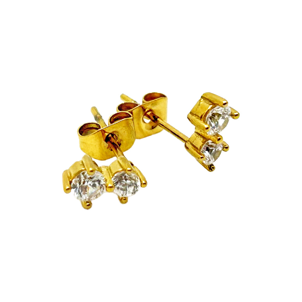 Two Diamonds Cube Ohrringe 14K vergoldet