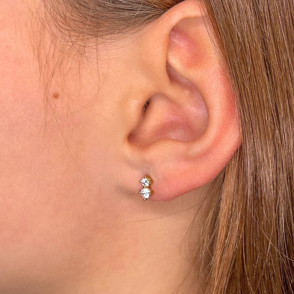 Two Diamonds Cube Ohrringe 14K vergoldet