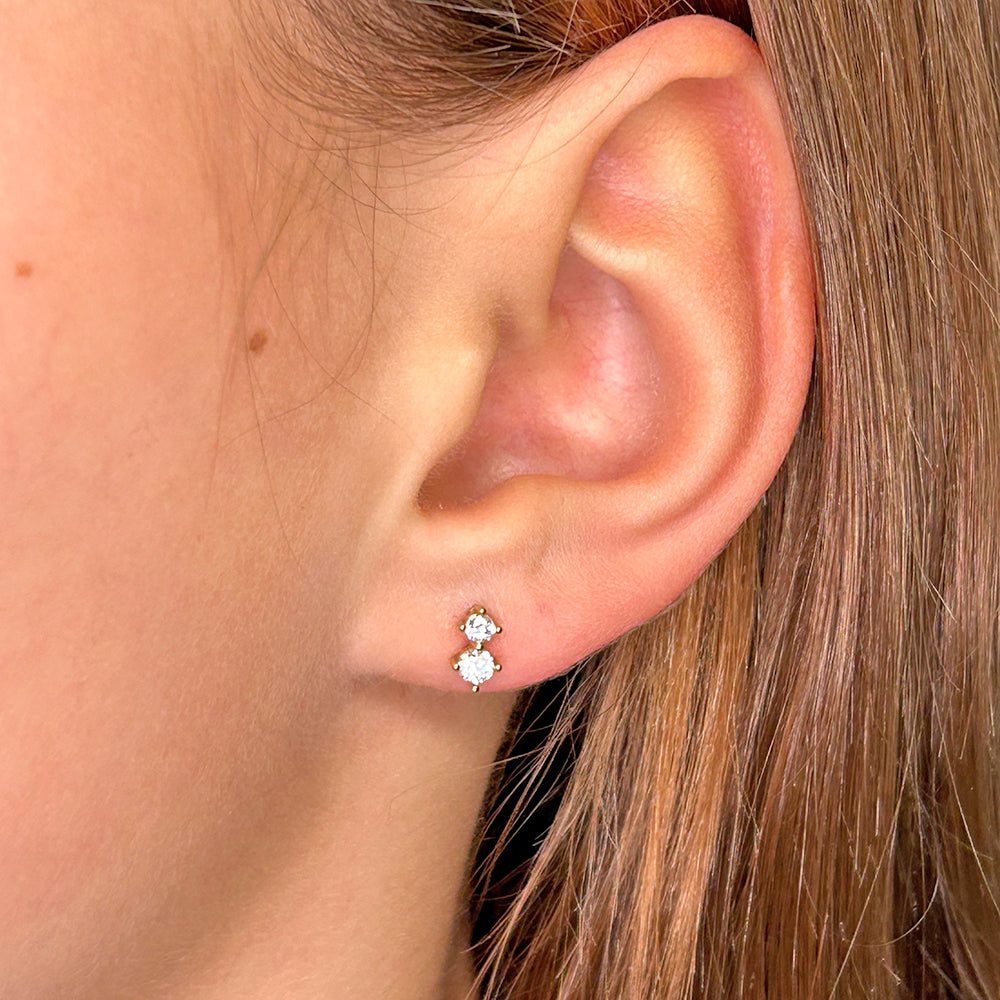 Two Diamonds Cube Ohrringe 14K vergoldet