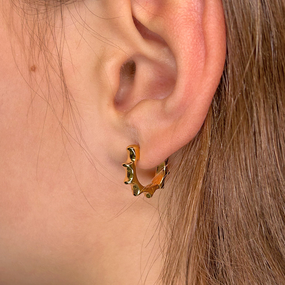 16mm Jagged Creole Ohrringe 14K vergoldet