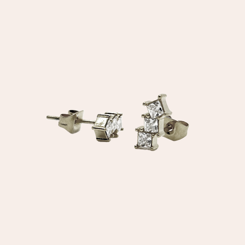 Three Diamonds Cube Ohrringe 14K vergoldet