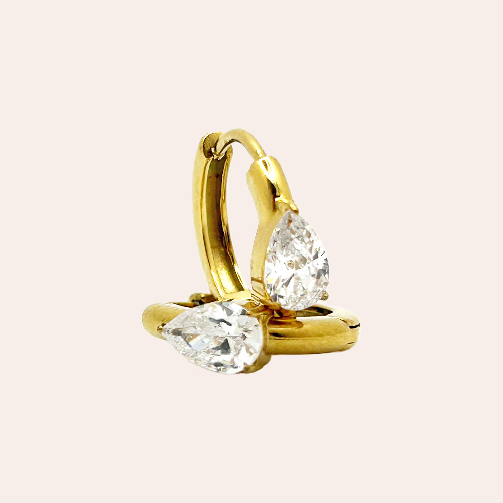 14mm Diamond Drop Ohrringe 14K vergoldet