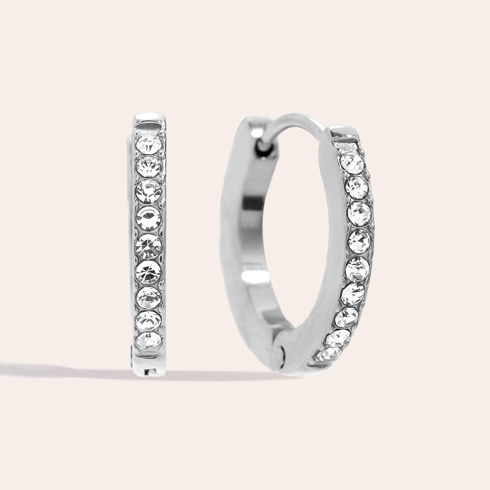 14mm Simple Diamonds Hoop Ohrringe 14K vergoldet