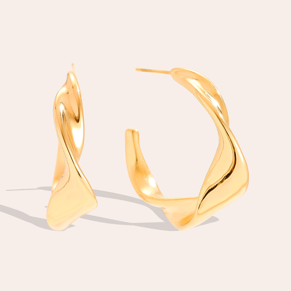 30mm Twist Half Hoop Ohrringe 14K vergoldet
