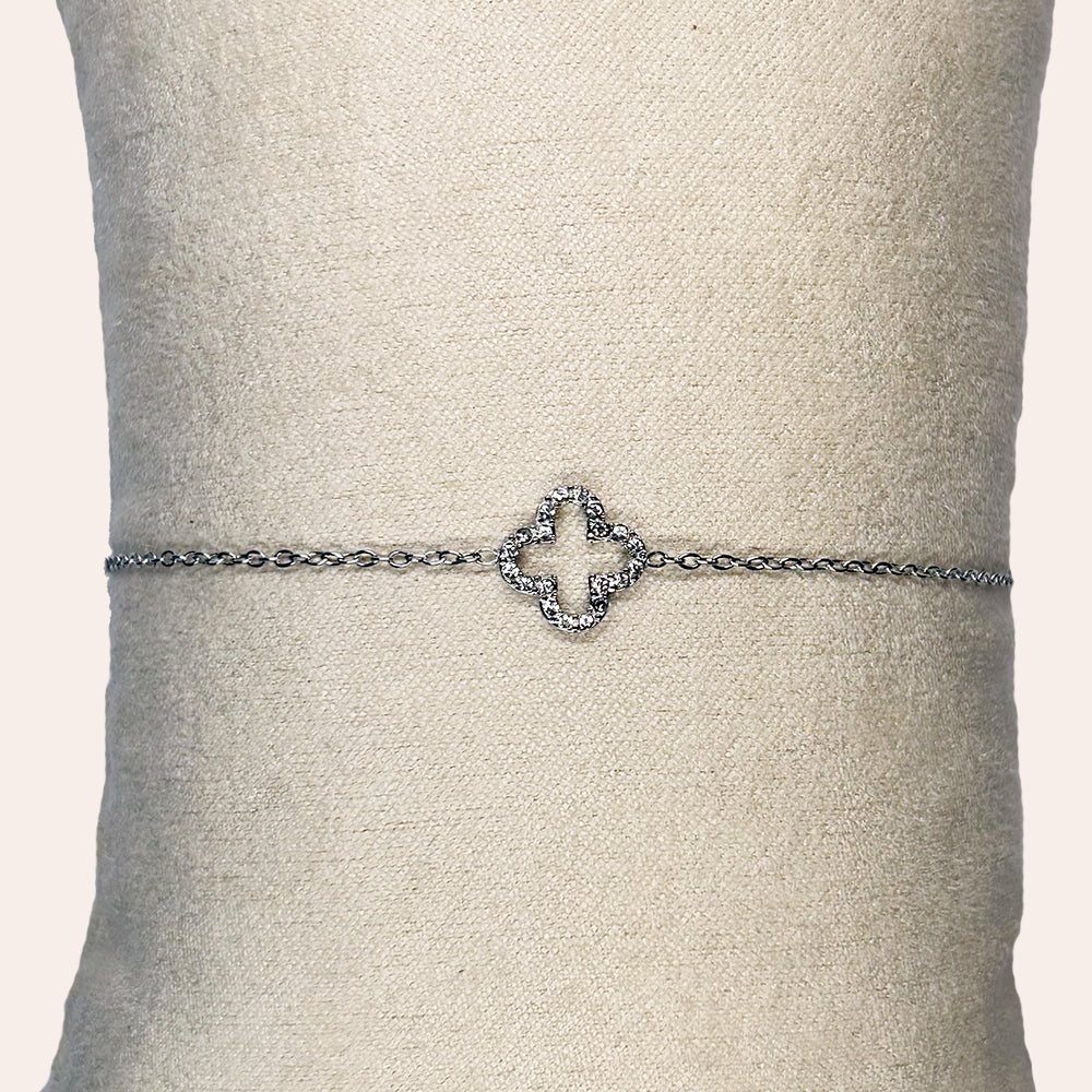 17cm Lucky Leaves Diamond Armband 14K vergoldet