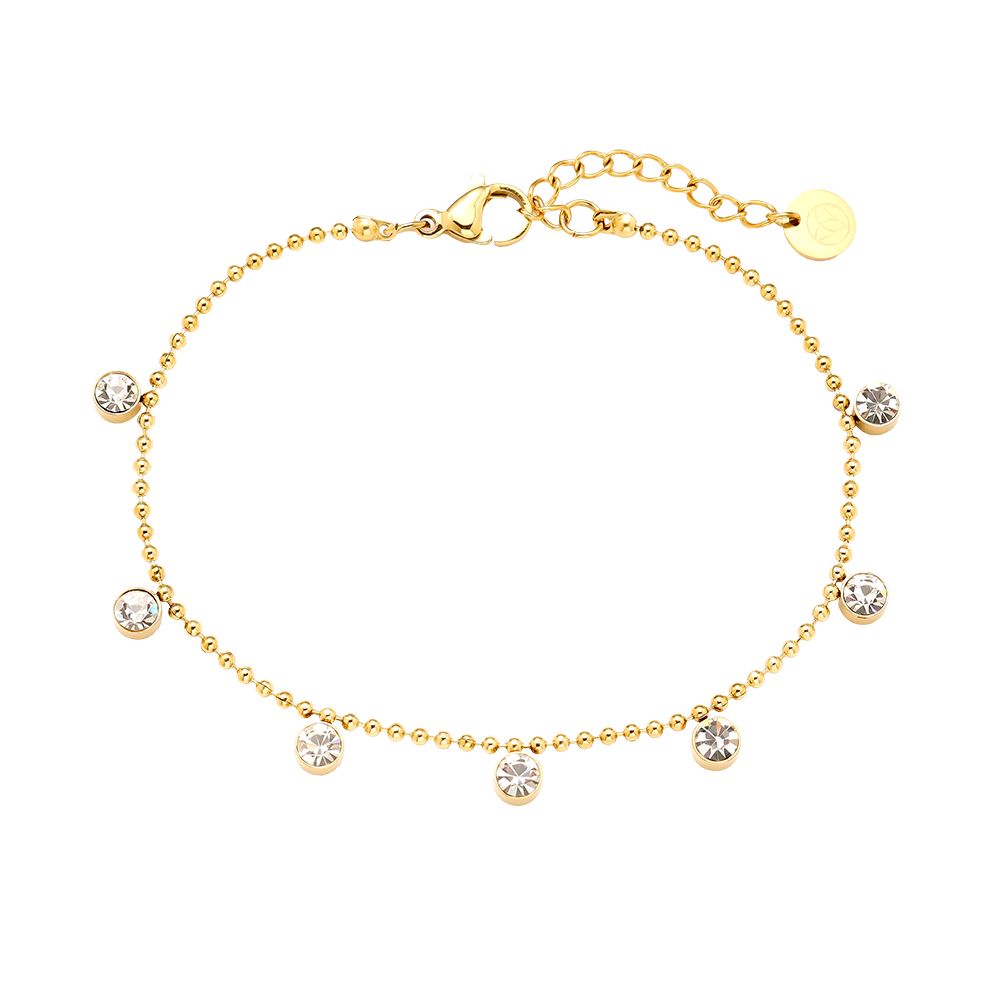 17cm Nice Diamond Dots Armband 14K vergoldet