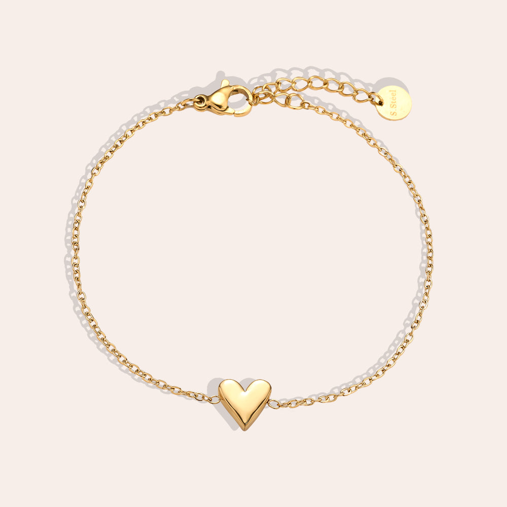 17cm Simple Heart Armband 14K vergoldet