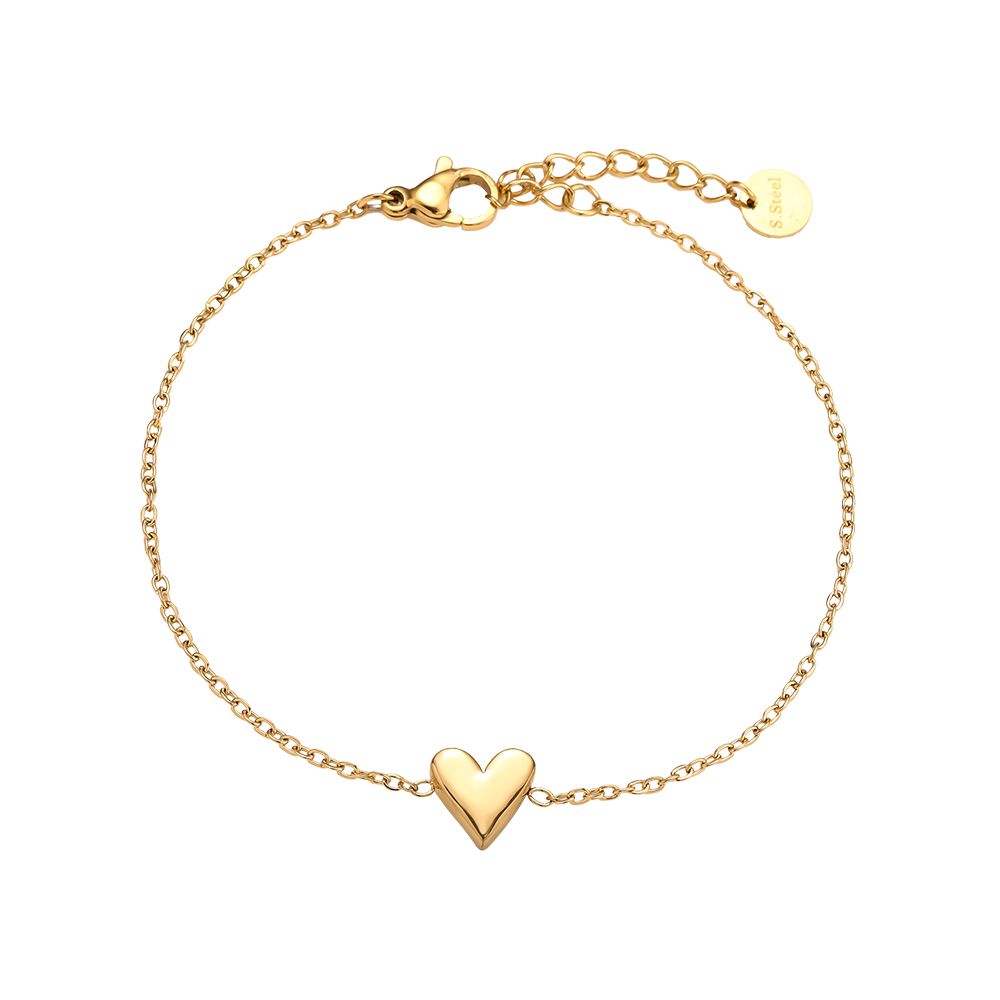 17cm Simple Heart Armband 14K vergoldet