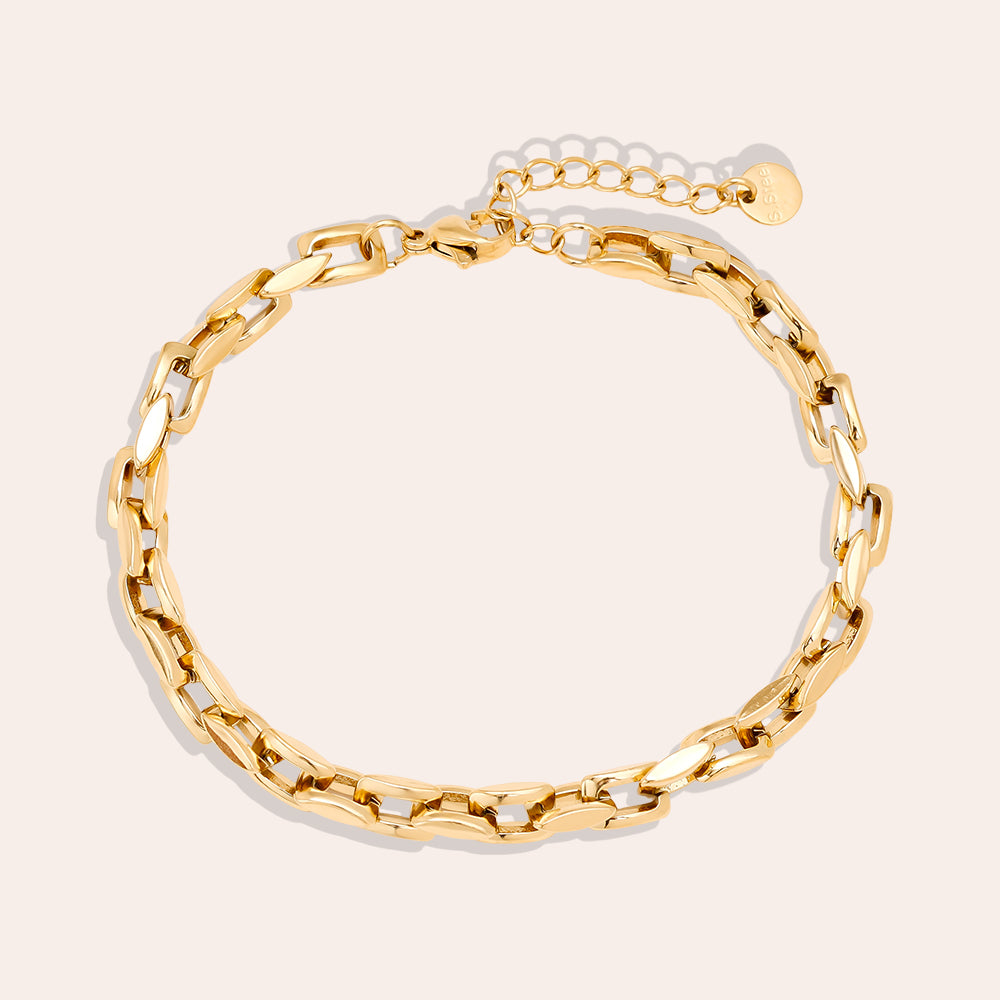 16cm Linked Chain Armkette 14K vergoldet