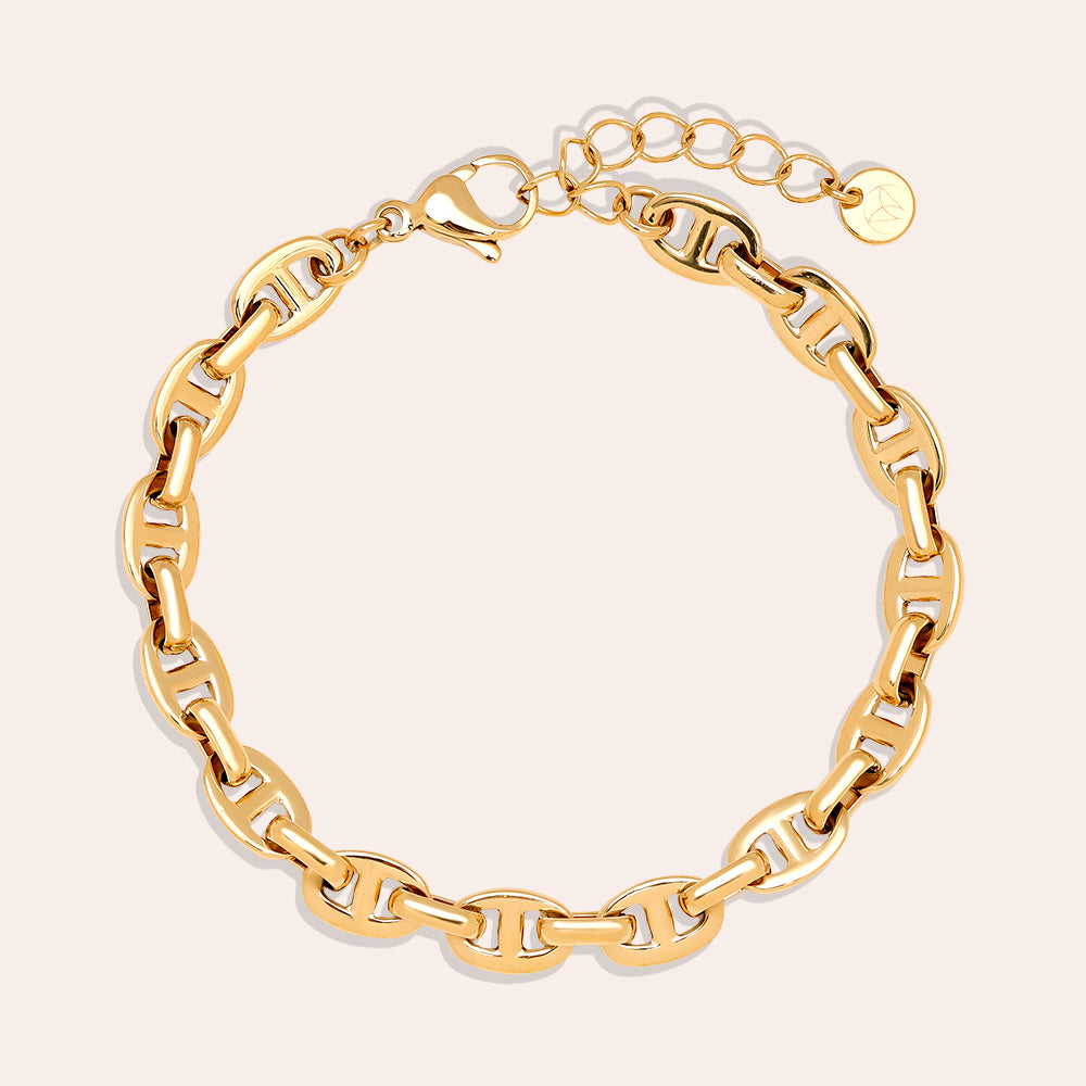 17cm Pig Nose Chain Armkette 14K vergoldet