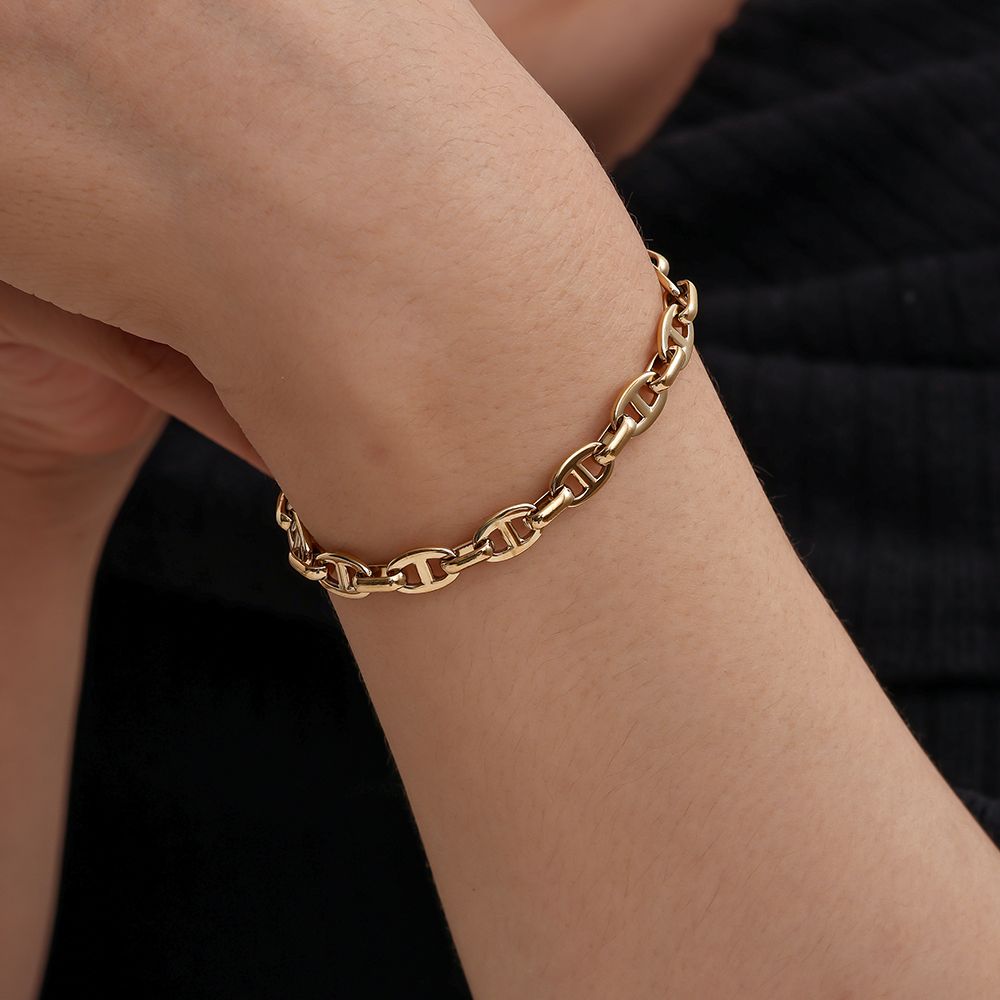 17cm Pig Nose Chain Armkette 14K vergoldet