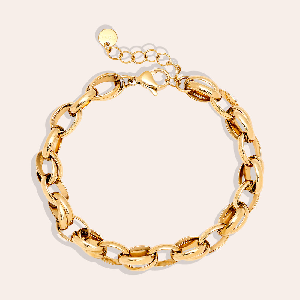 18cm Oval Chain Armkette 14K vergoldet