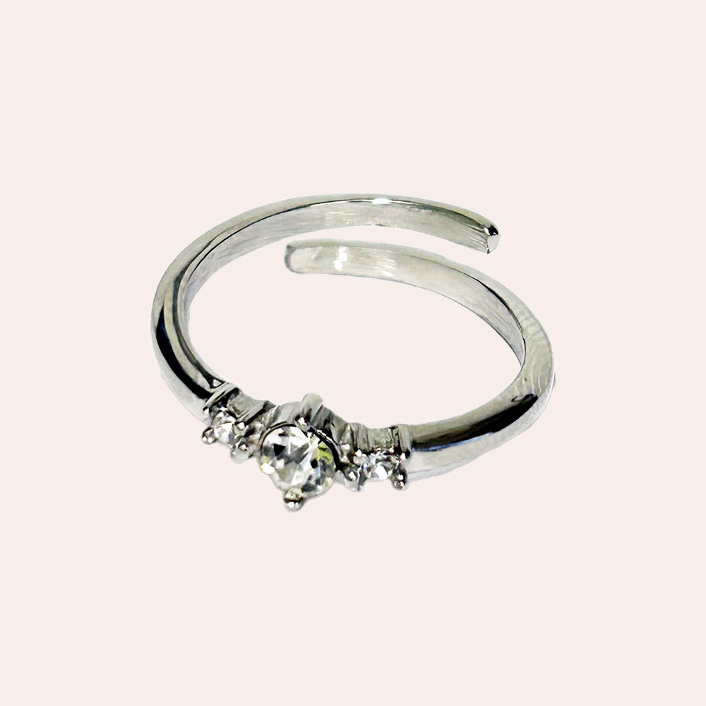 Three Diamonds Ring 14K vergoldet