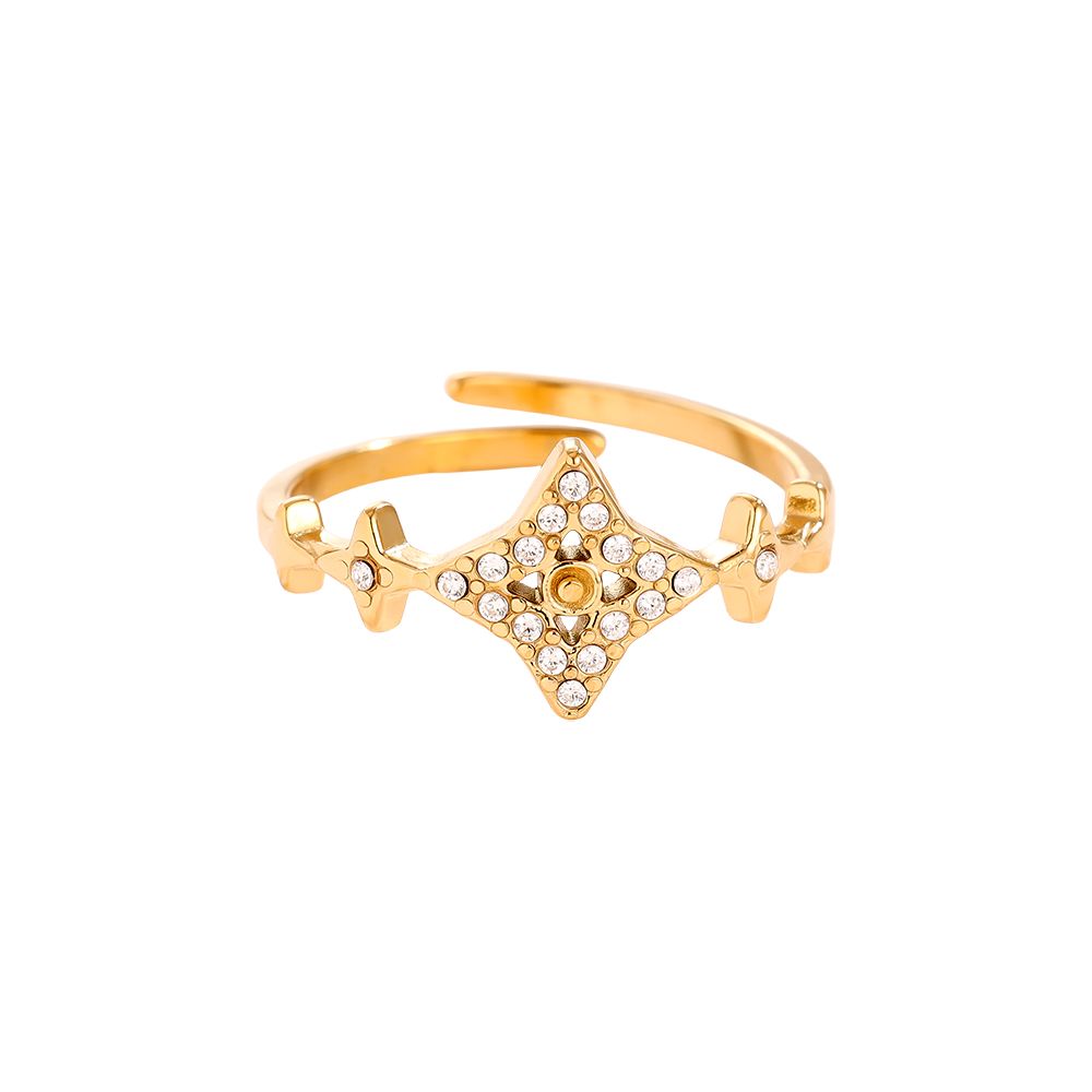 Nice Sharp Diamond Stars Ring 14K vergoldet