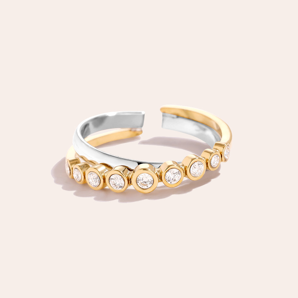 Diamond Dots Group Ring 14K vergoldet