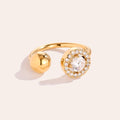 Perfekter Diamant und Kugel Ring 14K vergoldet