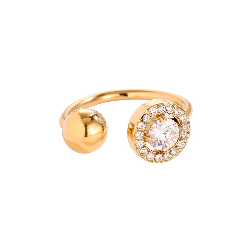 Perfect Diamond And Dot Ring 14K vergoldet