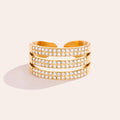 Drei Reihen Diamant Ring 14K vergoldet