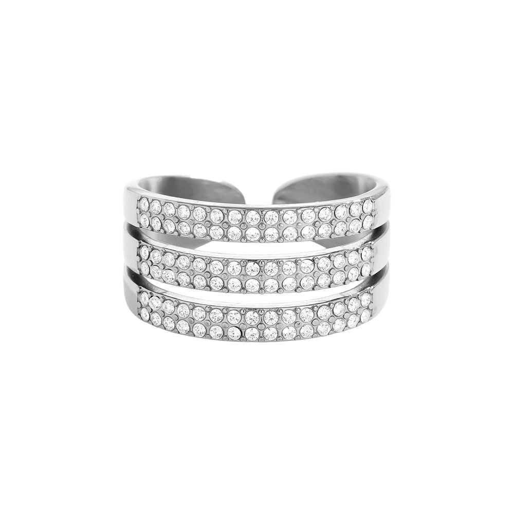 Three Diamond Layer Ring 14K vergoldet