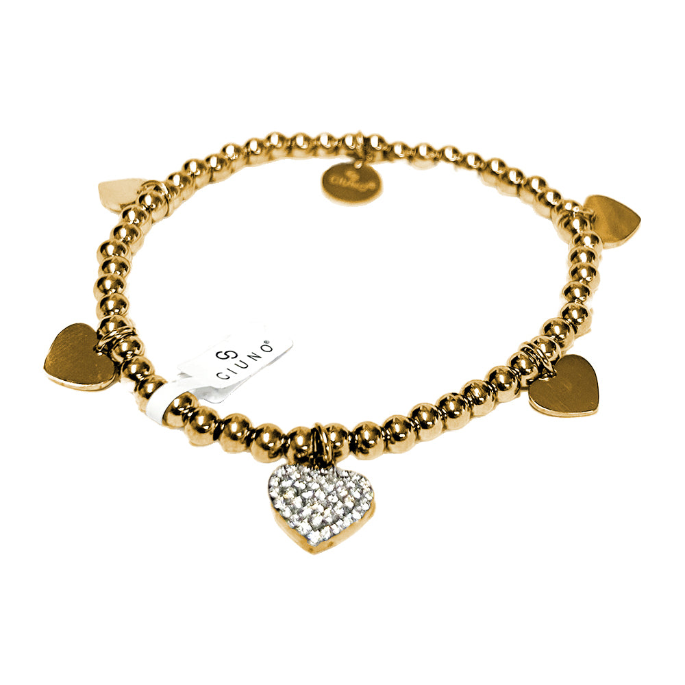 Elastischer Herzanhänger Armband 14K vergoldet