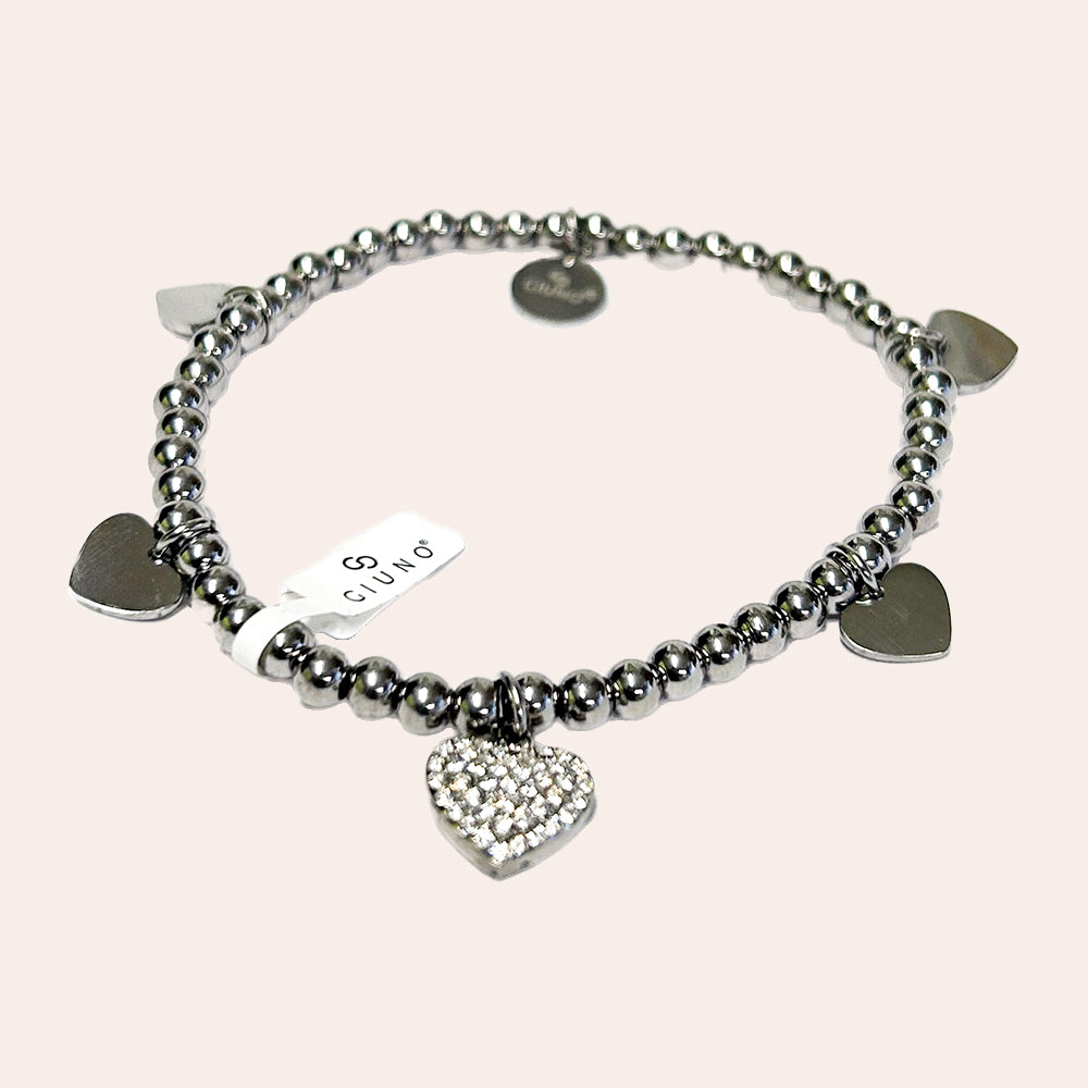 Elastischer Herzanhänger Armband 14K vergoldet