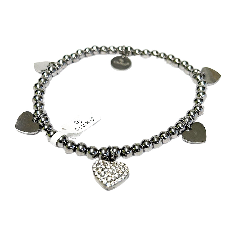 Elastischer Herzanhänger Armband 14K vergoldet